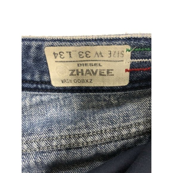 Diesel Industry Zhavee Mens 33x29 Blue Denim Jeans Button Fly Straight Leg - Picture 7 of 11